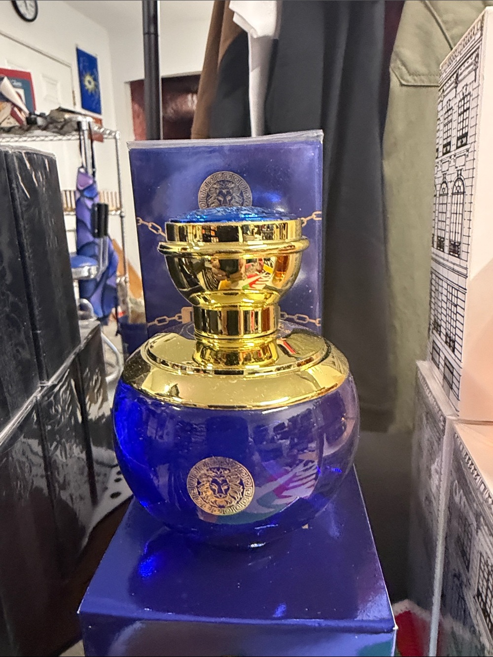 Luxurious Cobalt Blue and Gold Decorative Jar - Home Accents